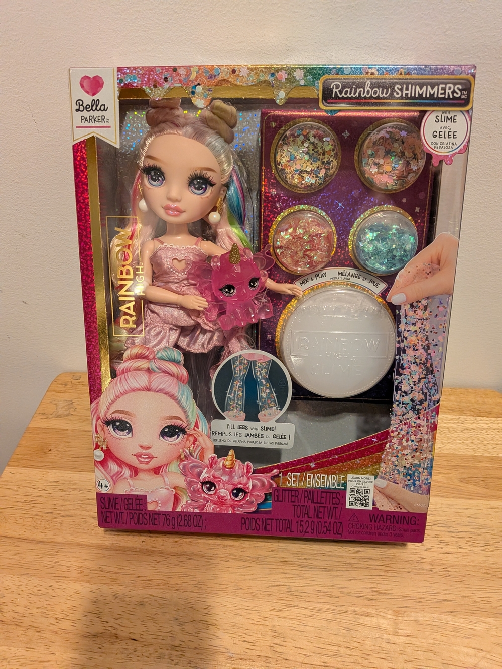 Rainbow Shimmers Doll with Pink Outfit and Glitter Slime Set